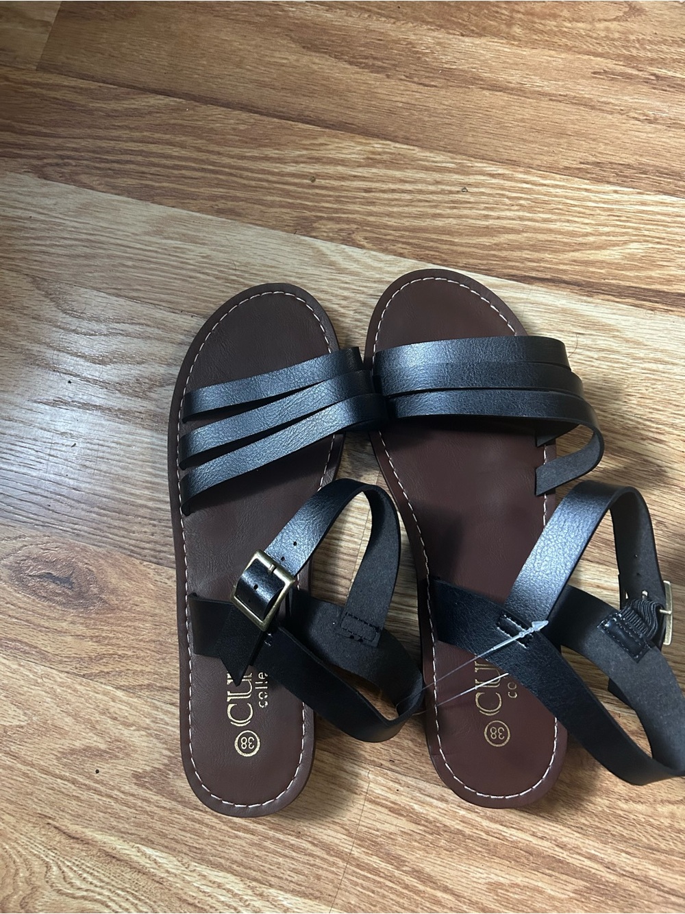 Women’s Black Strappy Leather Sandals